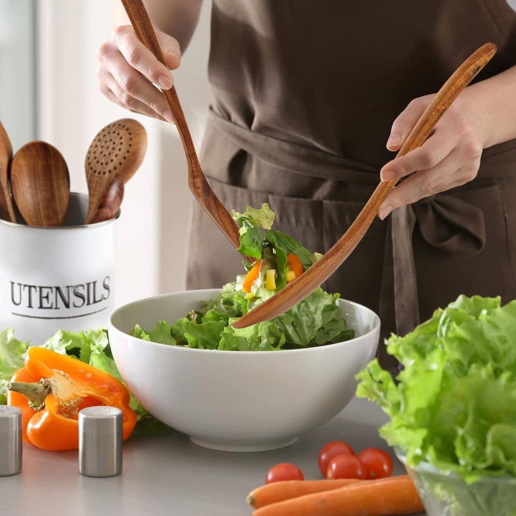 Zulay Kitchen - Vendita all'ingrosso Set di utensili da cucina - Set 6 pezzi utensili da cucina in legno di teak, appenderia e pronto scaffale6