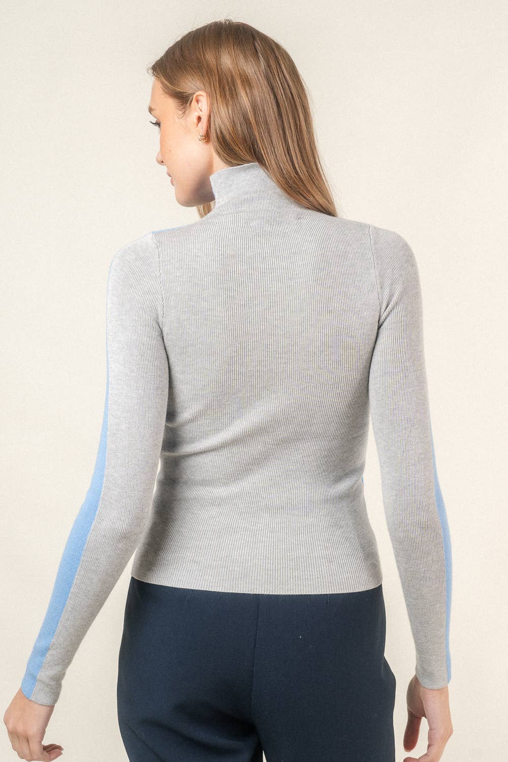 Fore Collection - Wholesale Pullover-trui - Dames - trui met lange mouwen en opstaande kraag en kleurvlakken TOP-TI5519fo8