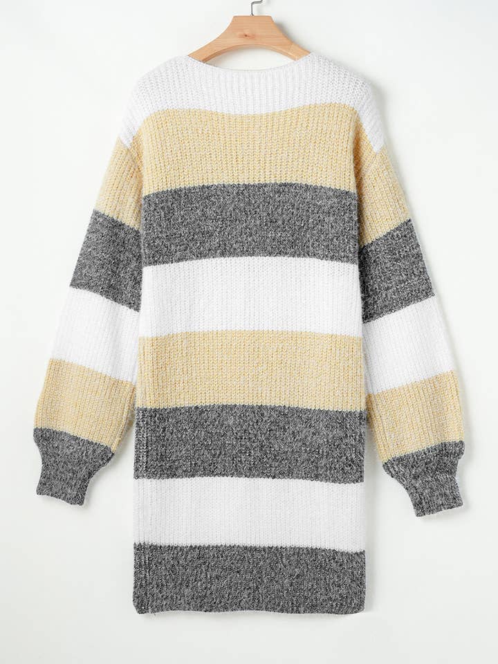 Gray Stripe Sofia Sleeve Drop Shoulder Sweater for wholesale on Faire1