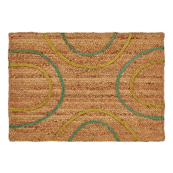 Blue/Green Patterned Jute Rug for wholesale by Angle