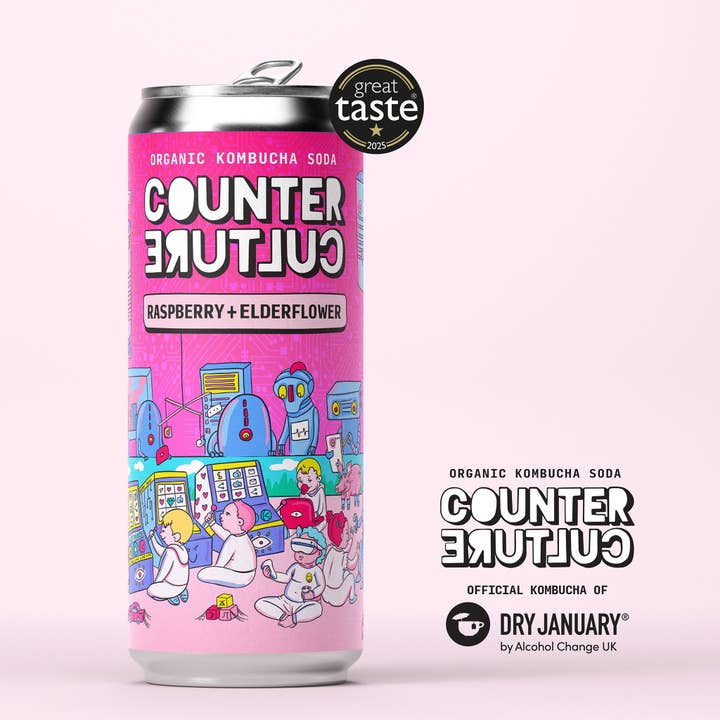 Counter Culture - Raspberry + Elderflower Organic Kombucha Soda 330ml for wholesale by Counter Culture Drinks
