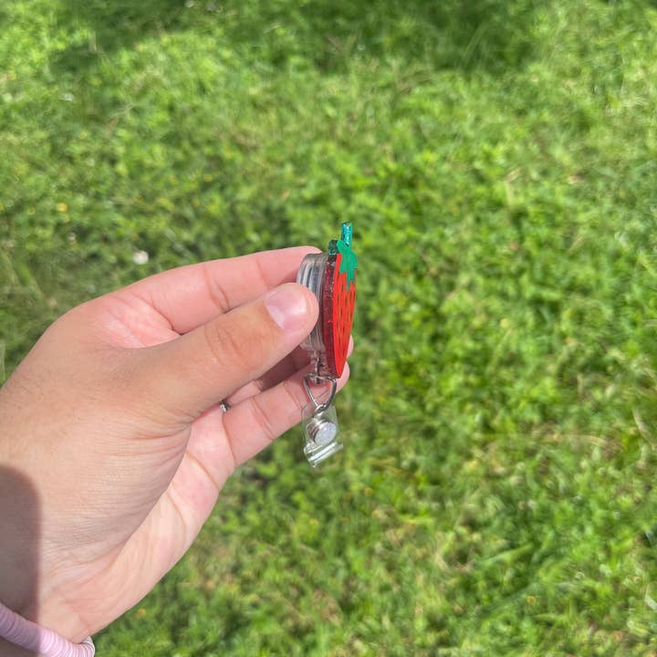 Rose Magnolias - Wholesale Badge Accessory - Women's - Strawberry Badge Reel4