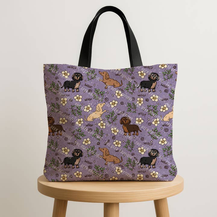 Bolso grande con cremallera de perro cachorro Dachshund lindo flor animal para venta al por mayor de The Geek Boutique