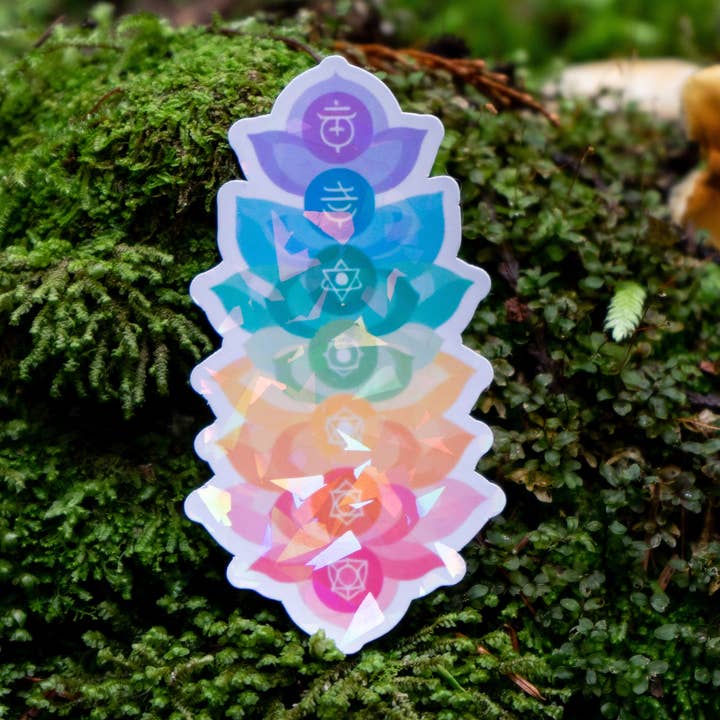 Holographic Chakra Lotus Sticker | Yoga Sticker | Meditation for wholesale by Mindful over Mind Full