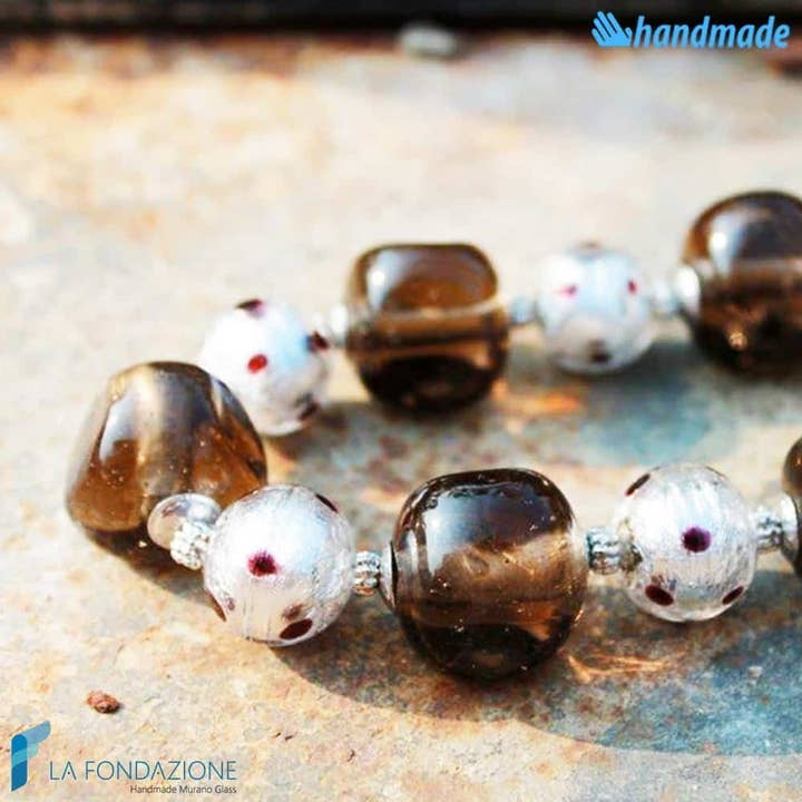 Polka Dot Fume halsketting van Murano-glas voor wholesale door La Fondazione - Handmade Murano Glass