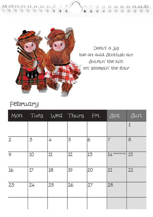 Wee Wishes - Wholesale Calendar - Highland Coos 2026 Calendar CAL20262