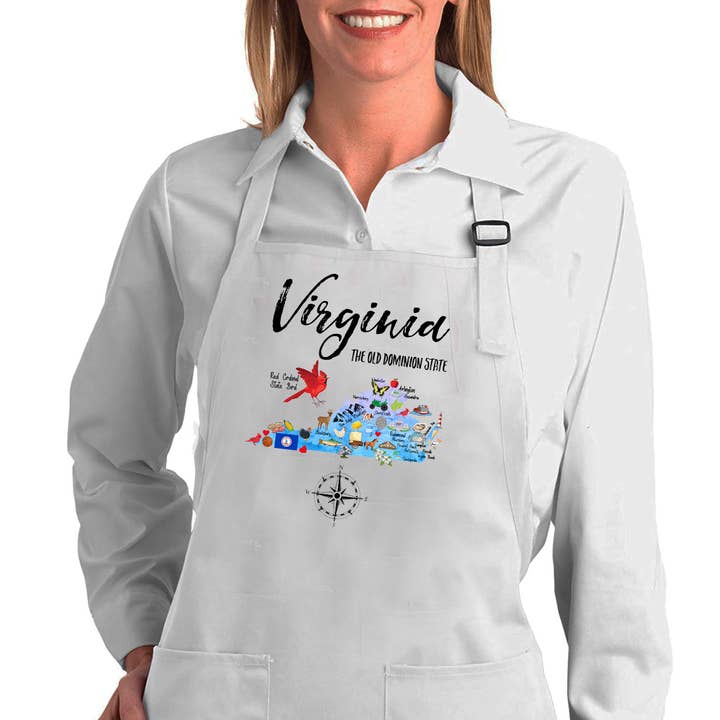 Virginia State Map Souvenir Cotton Apron for wholesale by Avery Lane Gifts