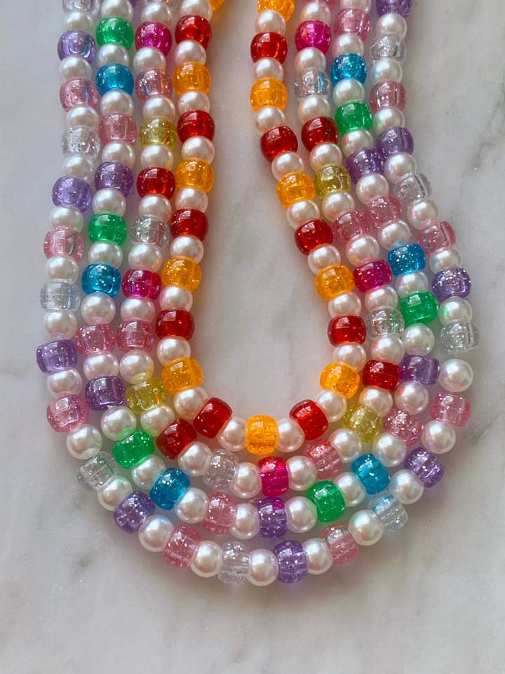 Pony Bead Faux Pearl Necklace for wholesale by SJMStudios