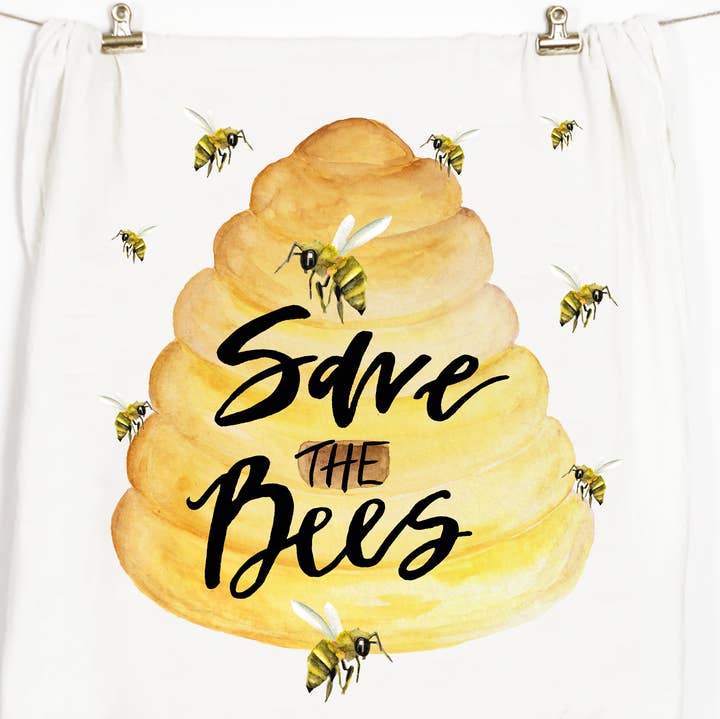 Honey Brush Design® - Wholesale Tea Towel - Save The Bees Tea Towel0