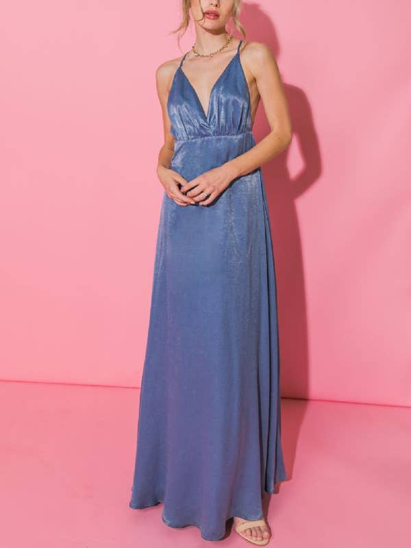 A solid satin maxi dress-ID18908 for wholesale by FLYING TOMATO