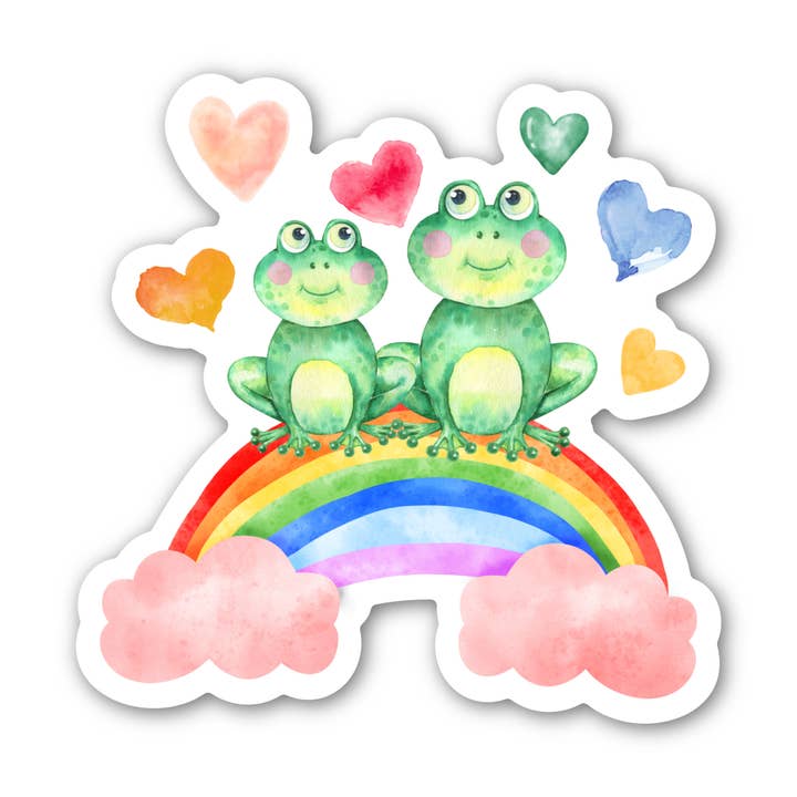 Frog Lover Frogs Love Rainbow Sticker 3" Vinyl for wholesale by Angi Bock Robertson Art