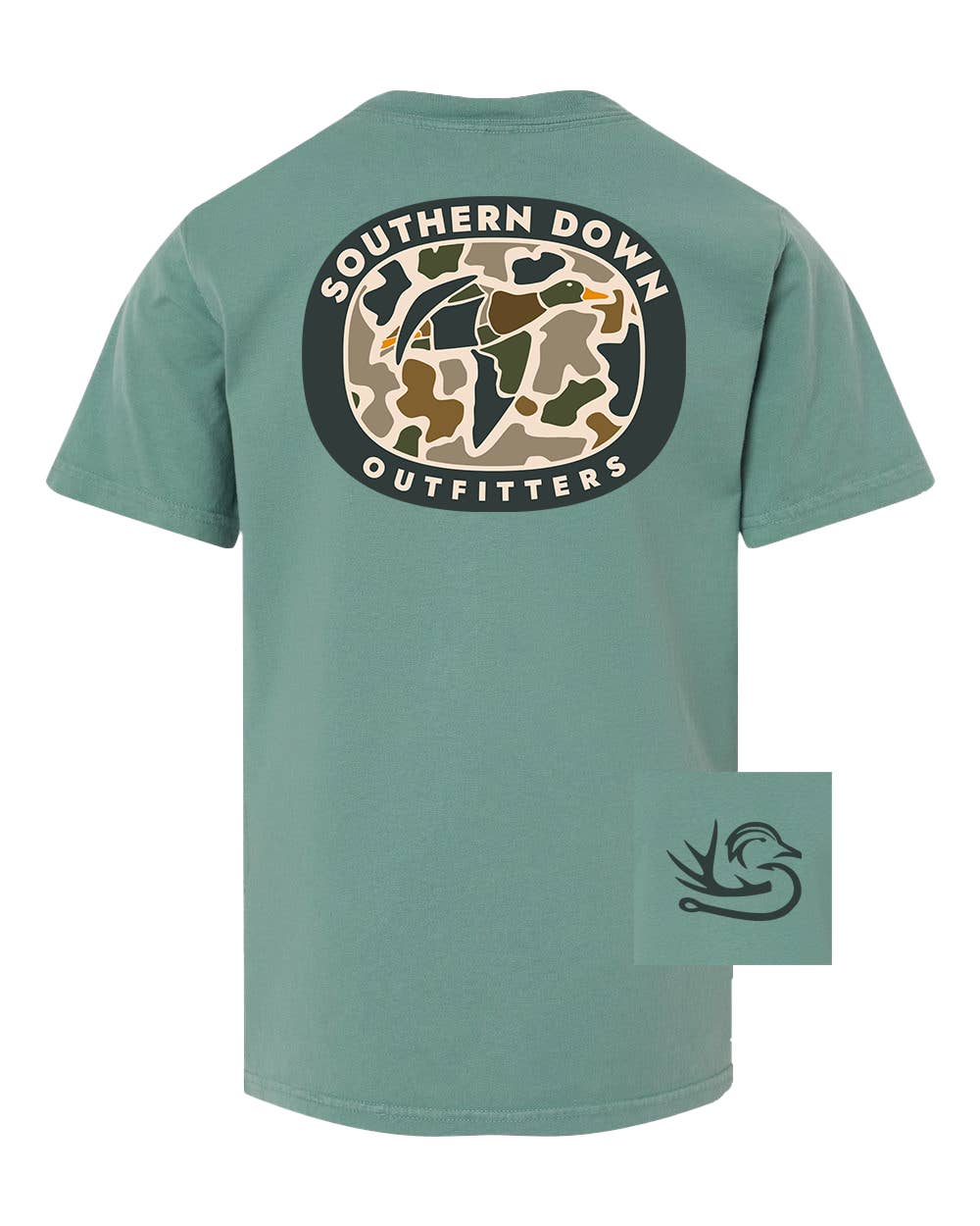 Southern Down Outfitters – Großhandel T-Shirt mit Siebdruck – Kinder – Duck Camo T-Shirt für Kinder