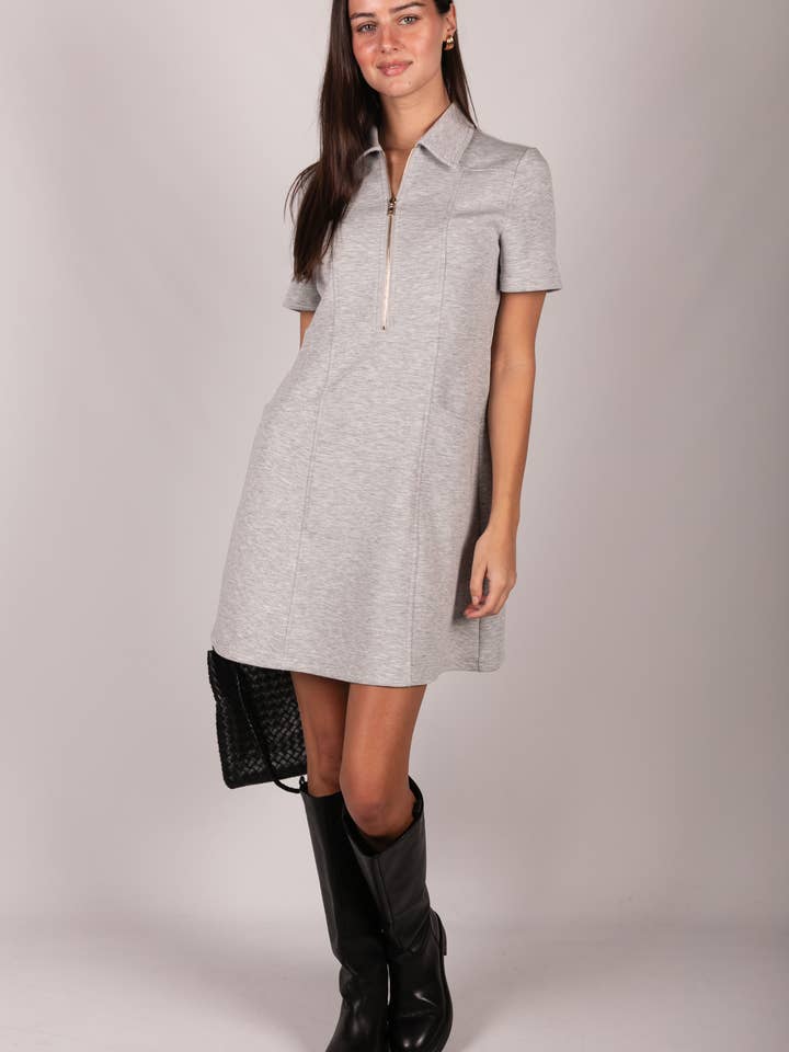 P. CILL - Wholesale Dress - Women's - P. CILL Butter Modal Quarter Zip Short Sleeve Dress7
