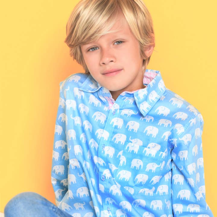 ELEPHANTS ERAWAN EN BLEU CIEL - MANCHES LONGUES (Copy) pour la vente par TukTuk Designs