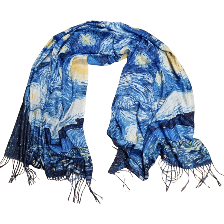 TRAAGOODS.COM – Cachecol - Unissexo por atacado – Cachecol Noite Estrelada - van Gogh 180x66 cm1