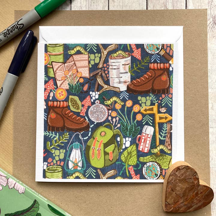 Camping Adventure Birthday Card, Hiking Card, Great Outdoors for wholesale by Slumbermonkey Designs