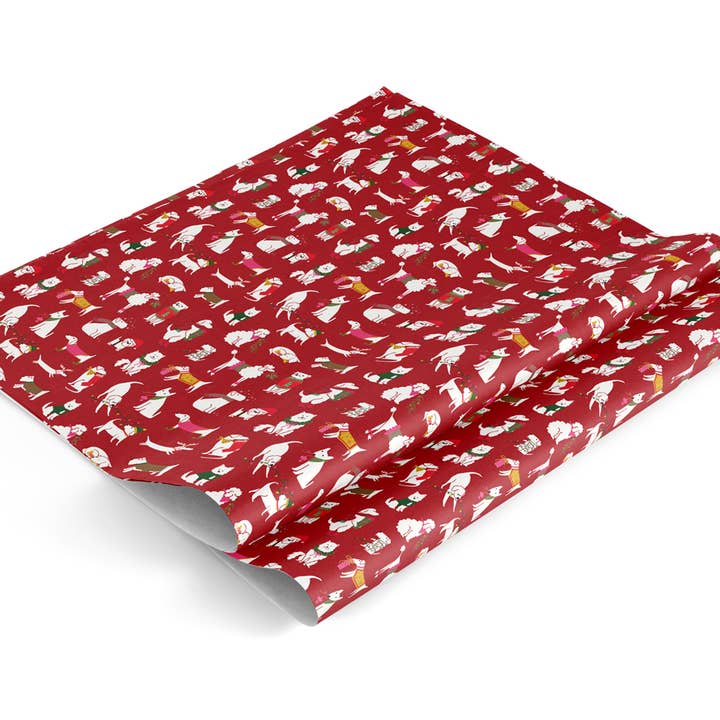 Dahlia Press - Wholesale Wrapping Paper Roll - Dogs Wrap, Holiday Dog Gift Wrap (Roll of 3)1
