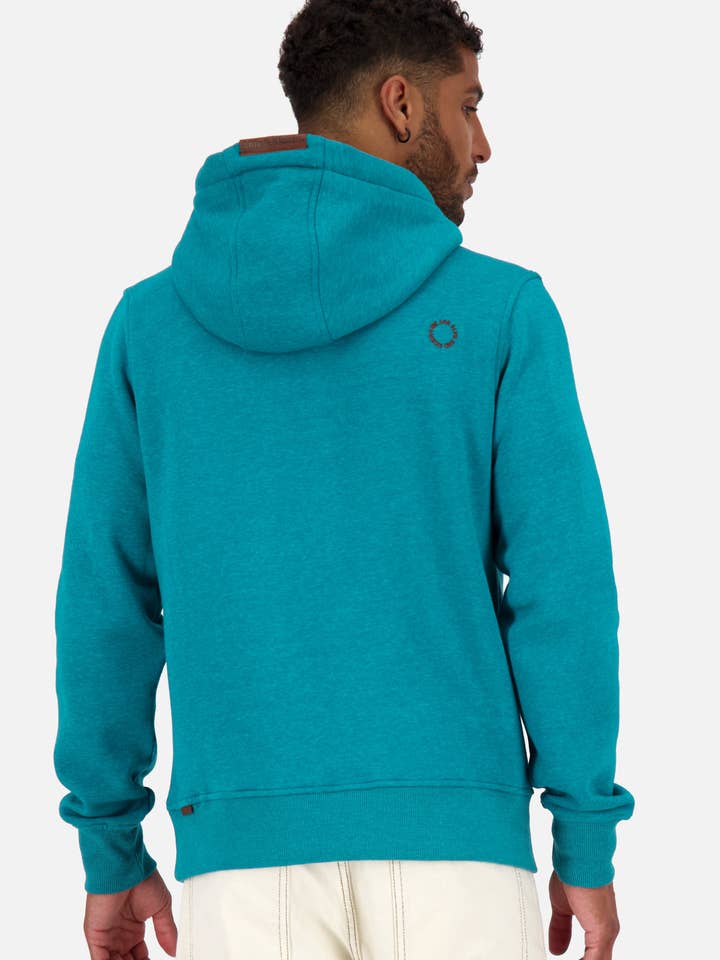 Chandail à capuchon Johnsonak A pour homme, bleu marine, bleu sarcelle mélangé pour la vente par Alife & Kickin