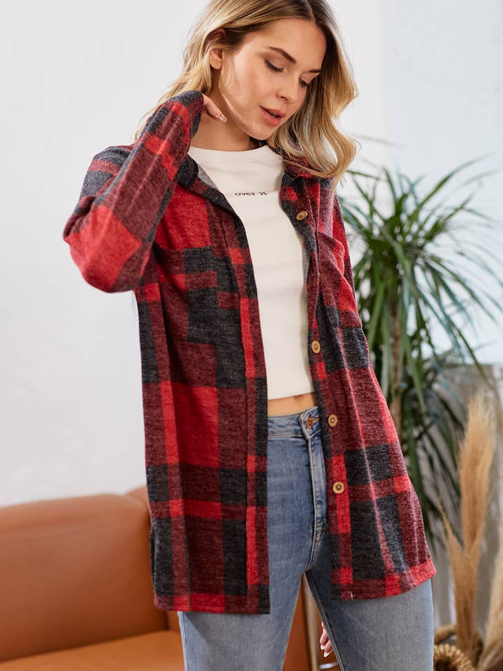 MST2866-MOHAIR PLAID SHACKET for wholesale by Moonshot Clothing