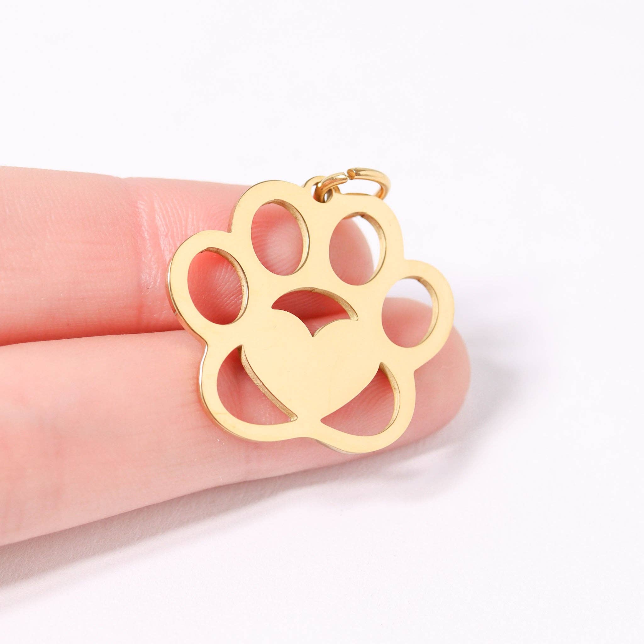 WJW - Wholesale Pet Identification Tag - Cat/Dog - 18K Gold PVD Stainless Steel Blank Paw Print Pet Tag1