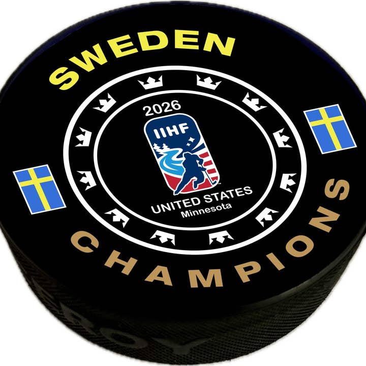 IIHF World Juniors Sweden World Champion Hockey Puck for wholesale by Lowsportgeaar