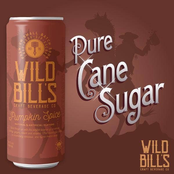 Wild Bill’s Craft Beverage Co. - Wholesale Soda/Carbonated Drink - Pumpkin Spice - Premium Cane Sugar Soda, 12-Pack, Cans