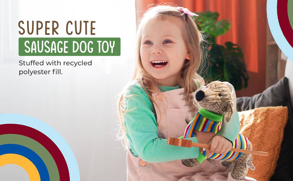 Best Years Ltd – wholesale Stuffed/plush toy – Kids & baby – Knitted Sausage Dog Soft Toy Teddy with Stripe Jumper9