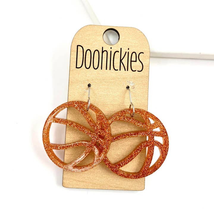 Doohickies - Wholesale Dangle Earrings - 1.25 Custom Glitter Acrylic Basketball Dangle Earrings (10 Color Options)