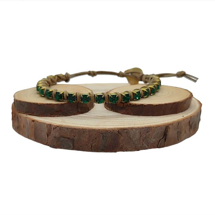 Bracelets à chaîne en cristal de taille moyenne - Émeraude pour la vente par QUÉ MÁS JEWELS