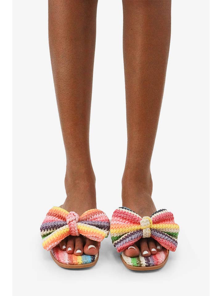 Lemonade Shoes - Wholesale Sandals - Women's - RESORT STAY - Raffia Bow Sandals, Beach Slide, Summer Flat2