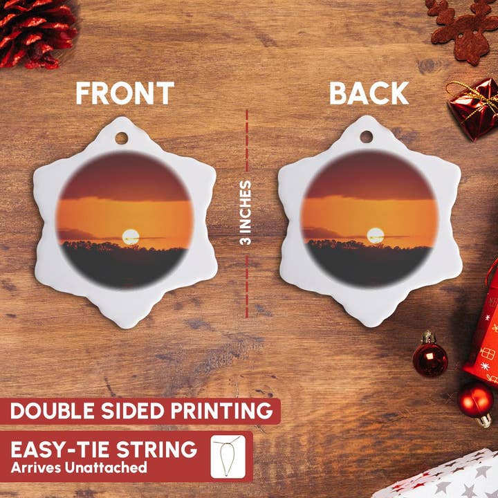 3dRose - Wholesale Ornament - 3dRose, Sunset Sunrise with Sun in the Front Holiday Travel, Ornament2
