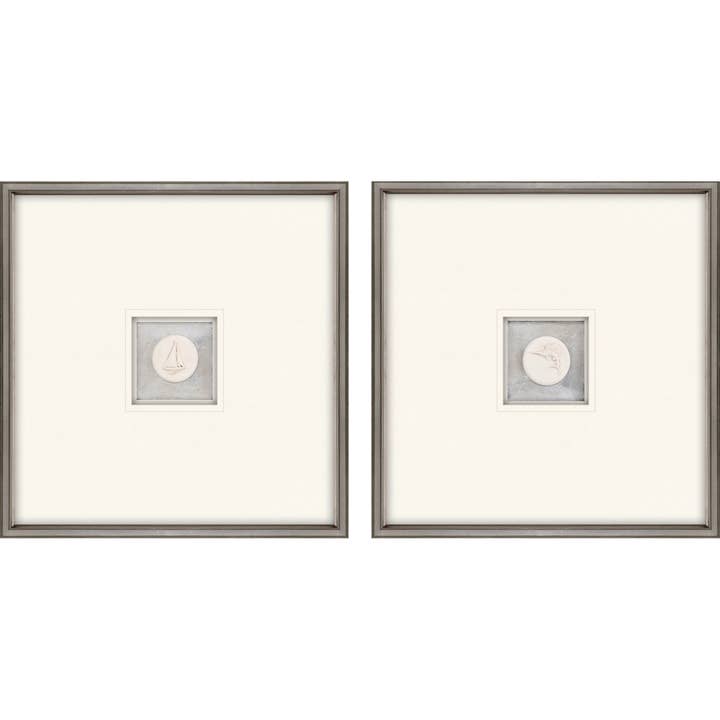 Set Of Two Coastal Intaglio I Silver Framed Print Wall Art for wholesale by HomeRoots
