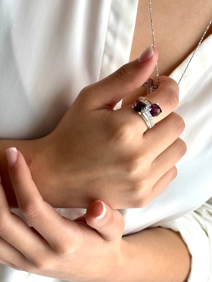 925 Sterling Silver Ring with 10K Gold Accents and amethyst (Copy) for wholesale by QURI