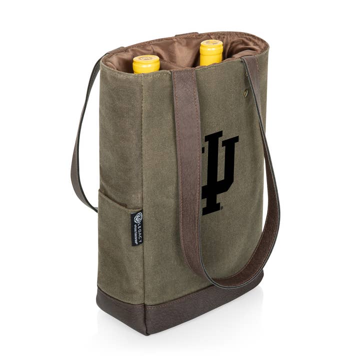Khaki Green with Beige Accents Indiana Hoosiers 2 Bottle Wine Cooler Bag for wholesale on Faire