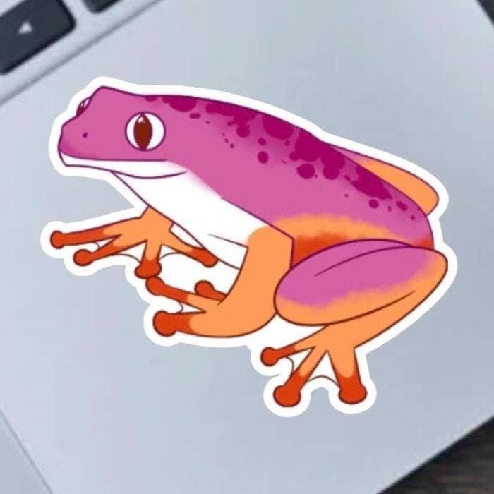 Lesbisk flagga groda 2,5" vinylklistermärke för Pride för wholesale av Fable and Flame Co.