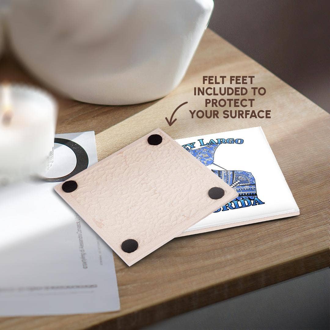 3dRose - Wholesale Coasters - 3dRose, Blue tribal stingray for any vacation to Key largo, Florida, Coaster3