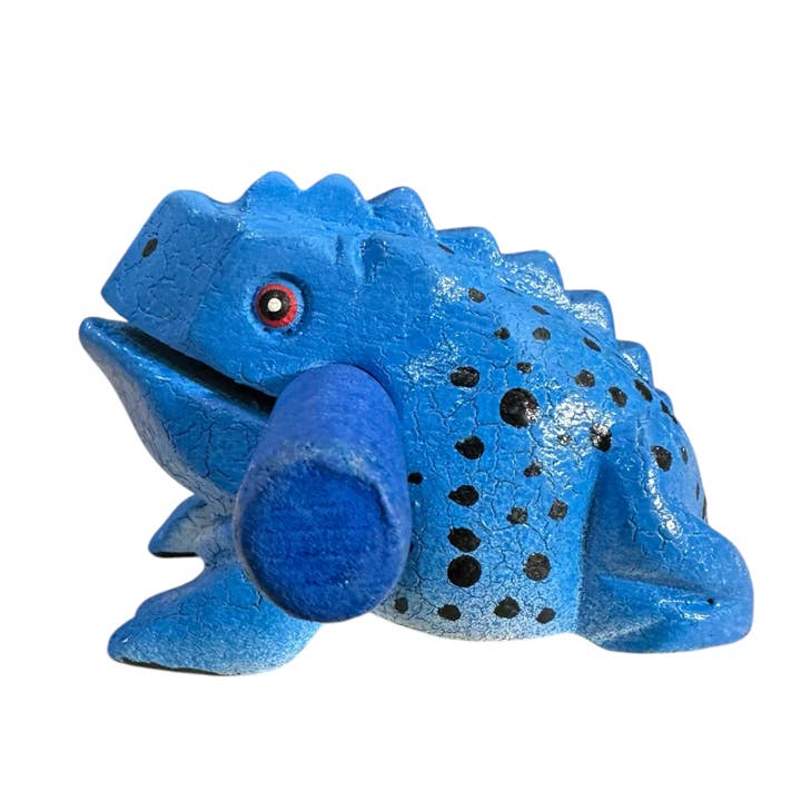 Instrument de percussion musicale Dart Frog bleu de 3 po de taille moyenne pour la vente par Music Frog Co