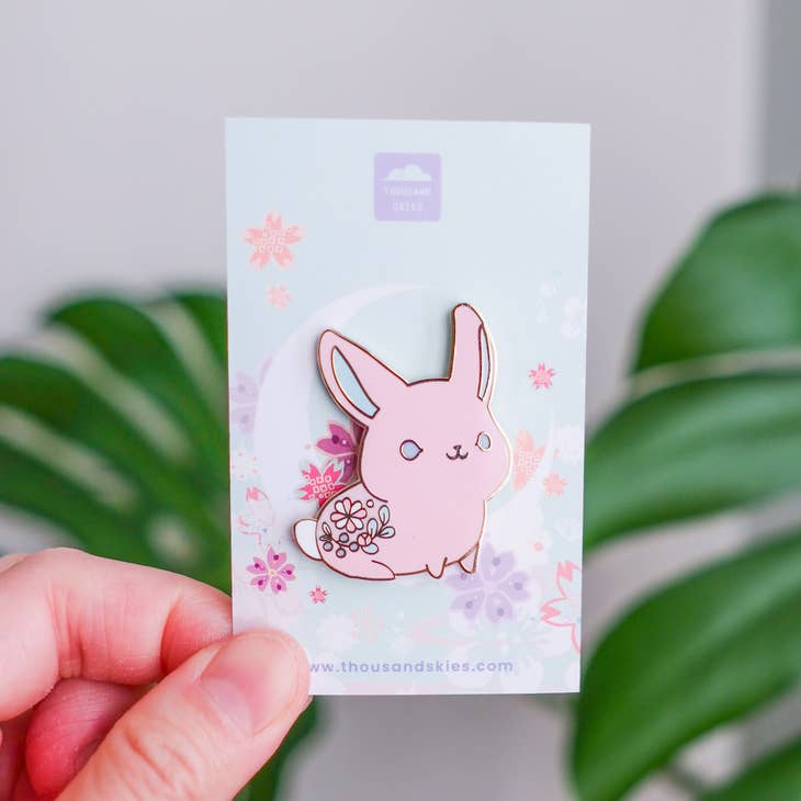 Thousand Skies - Wholesale Lapel Pin/Button - Enamel Pin - Pink Rabbit Pin (Peach Bunny)