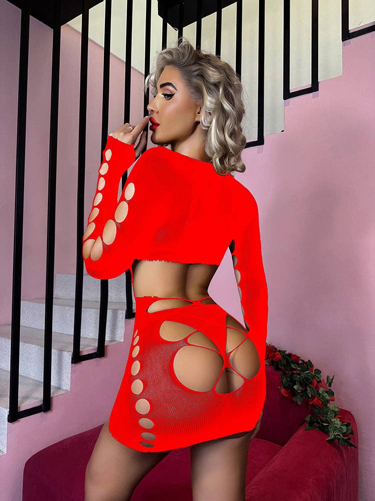 Sweetkama - Wholesale Lingerie Set - Women's - Sweetkama Fishnet Bodysuit Mesh Teddy Sexy Lingerie Dress14