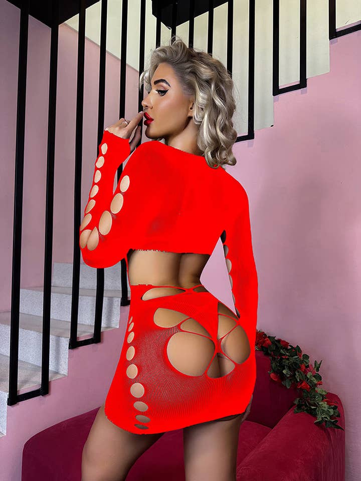 Sweetkama - Wholesale Lingerie Set - Women's - Sweetkama Fishnet Bodysuit Mesh Teddy Sexy Lingerie Dress14