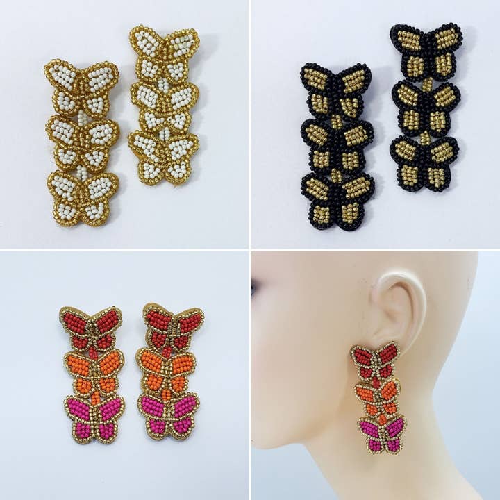 E1207 FER4358 Schmetterling Tropfen Hängeohrringe für den Großhandel von Greater Goods Imports & Wholesale