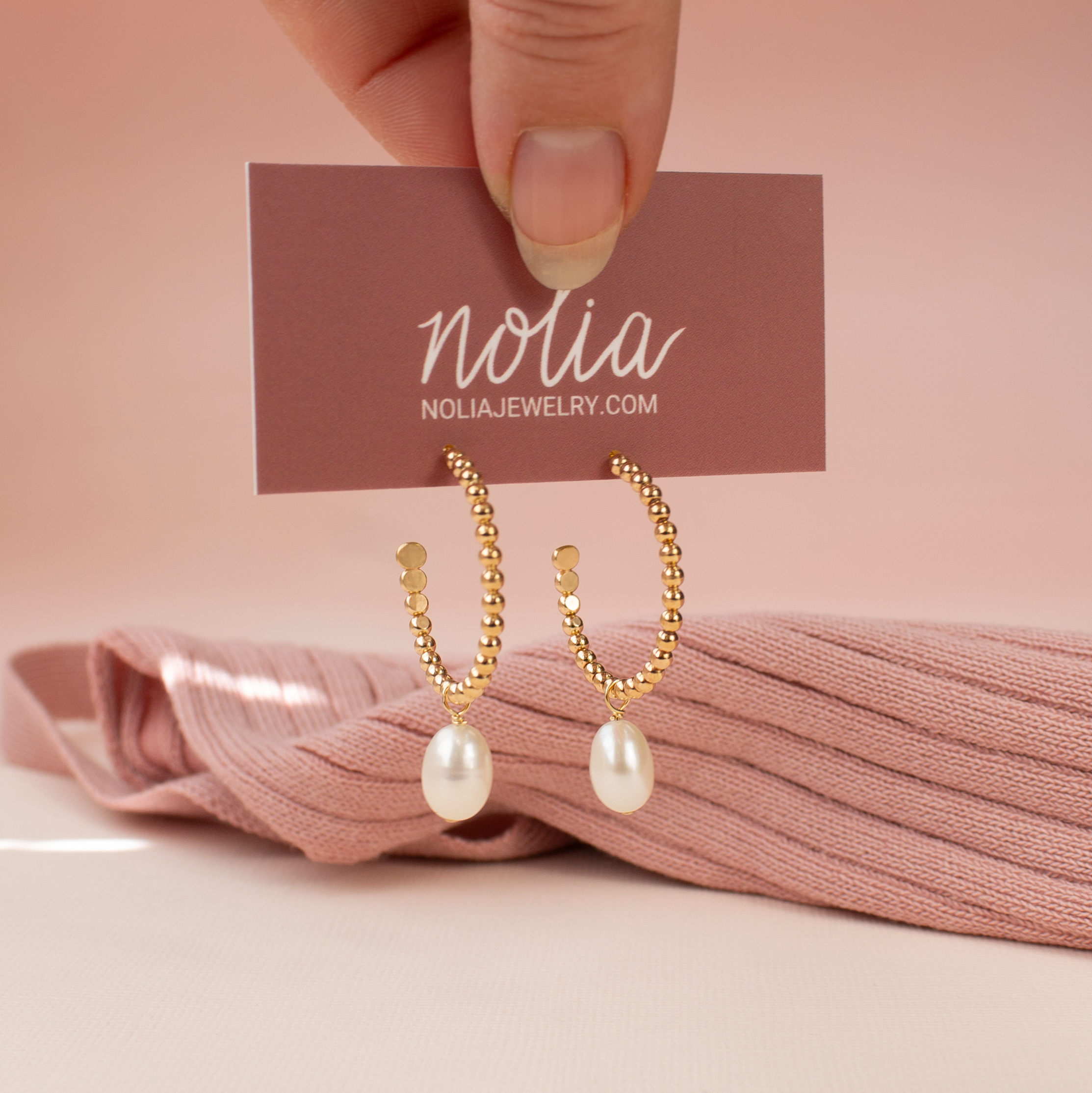 NOLIA Jewelry - Wholesale Hoop Earrings - Avila Pearl Hoop Earrings1