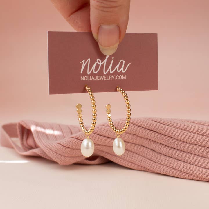 NOLIA Jewelry - Wholesale Hoop Earrings - Avila Pearl Hoop Earrings1
