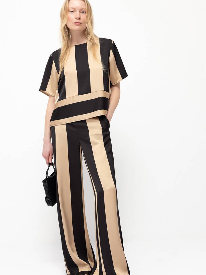 Randiga satinsbyxor (409192-273) för wholesale av Lanidor