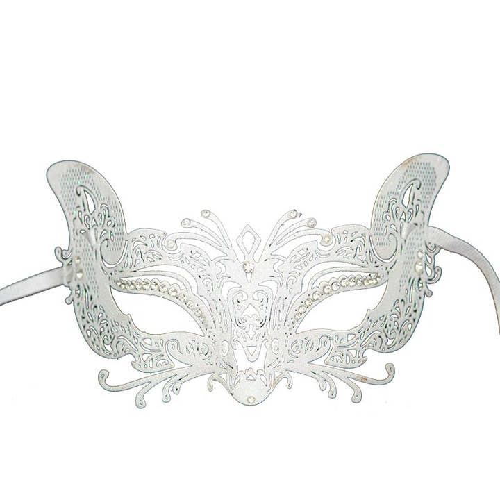 White Filigree Masquerade Mask for wholesale by KBW Global Corp.