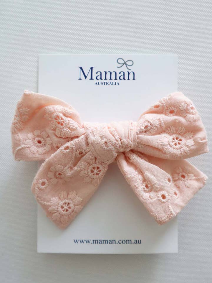 Cinta para el pelo de algodón bordada con lazo para niñas bebé 5 colores (recién nacidas a 4 años) para venta al por mayor de Maman