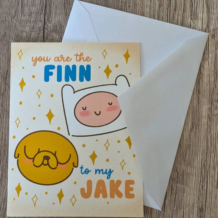 Sadsquatch - Vendita all'ingrosso Biglietti di amicizia - The Finn to my Jake - Simpatico biglietto di auguri di amicizia e amore