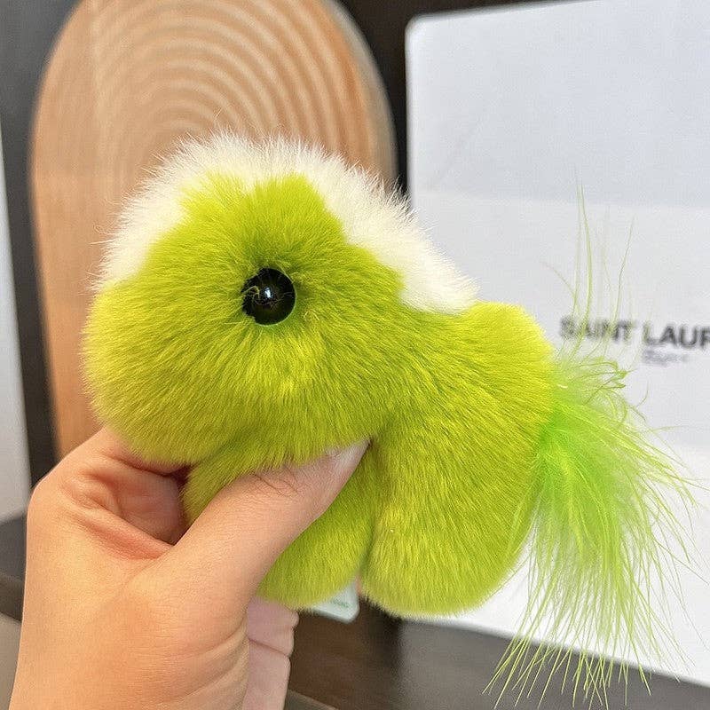 VERDE Portachiavi Cavallino Piccolo Carino e Soffice in Pelliccia di Coniglio Rex in vendita all'ingrosso su Faire2