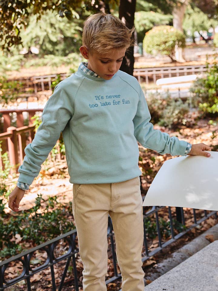 Water green fleece sweatshirt for boys for wholesale by Dadati