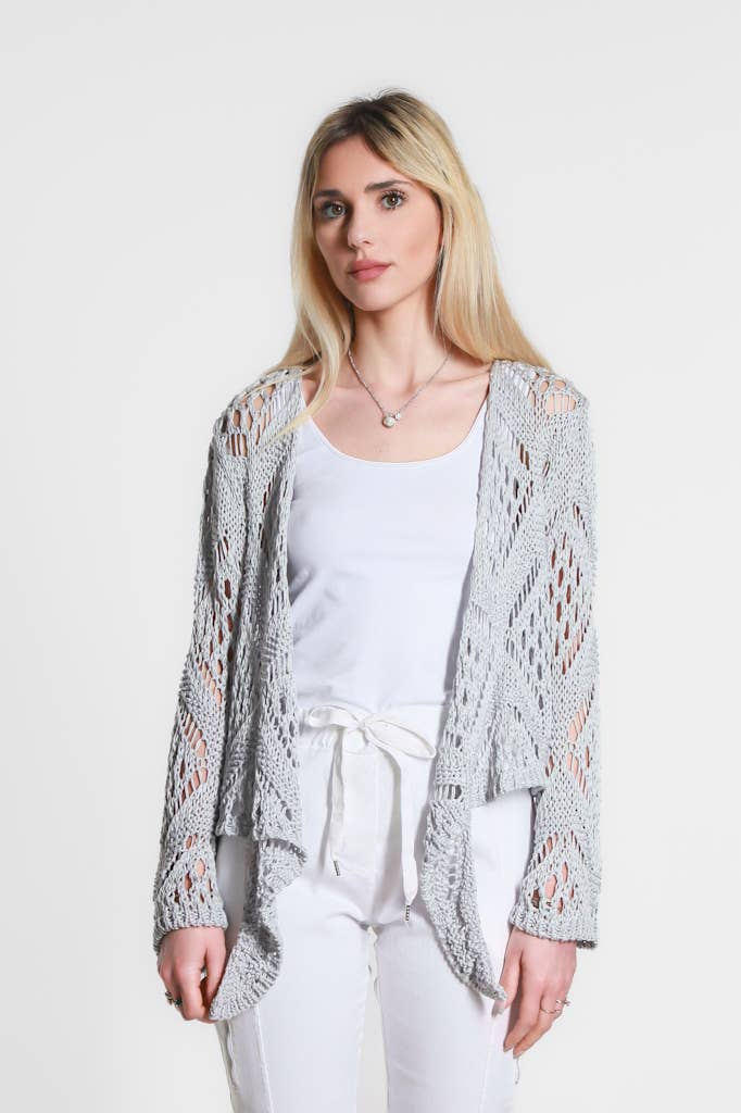 TINA Stephens Italy/Tees By Tina - Vente Cardigan – femme - Boléro Kandra en tricot ouvert à nouer sur le devant (CLS303)23